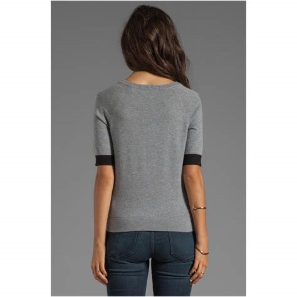 MILLY SHORT SLEEVE GRAY SWEATER SIZE S - Picture 4 of 8